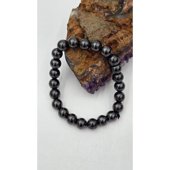 Vintage Religious Icon Angels Saints Beaded Hematite Bracelet Set of 2 - Picture 2 of 5